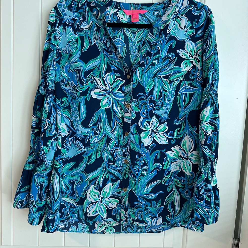 Lilly Pulitzer Women's Blue Floral Top